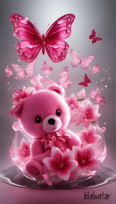 Beautiful Butterfly Pictures, Teddy Bear Wallpaper, Desain Quilling, Cute Mobile Wallpapers, Beautiful Butterflies Art, Phone Wallpaper Pink, Butterfly Wallpaper Iphone, Pink Teddy Bear, Floral Wallpaper Phone