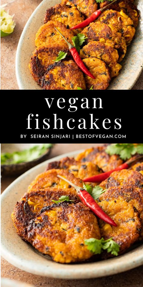 Craving fish, but want to keep it plant-based? Look no further than this delicious Thai inspired vegan fishcake recipe. The base is made from tofu and hearts of palm and it's served with a delectable savory dipping sauce. The perfect snack, side dish, or high protein compliment to your dinners. 🌶🌿🧡 Vegan Seafood, Cultural Recipes, Cooking Tofu, Vegan Asian Recipes, Canning Sweet Corn, Vegan Fish, Dipping Sauces Recipes, Hearts Of Palm, Vegan Asian