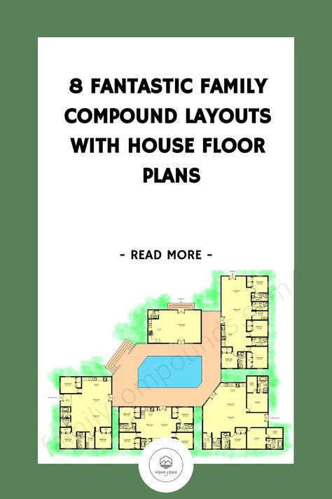 Check out our variety of family compound layouts. From three-home setups to seven-home communities, we offer flexible living options. Home Plan Design Layout, Family Commune Layout, Multiple Family House, Compound Family House, Family Compound Floor Plans, Multi Family Homes Plans, Multi Family Compound House Plans, 4 Houses In One Compound, Large Family Floor Plans