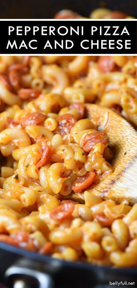 Pepperoni Pizza meets Macaroni and Cheese in this super easy, one-pot dish the whole family will love. Two awesome comfort foods in one! #macncheese #macandcheese #macaroniandcheeserecipe #pepperonipizza #pizza #pizzamacandcheese #mashuprecipe #comfortfoods Pizza Macaroni, Macaroni Recipes, One Pot Dishes, Macaroni Cheese, Easy Casserole Recipes, Easy Casserole, Comfort Foods, Main Meals, Pepperoni Pizza