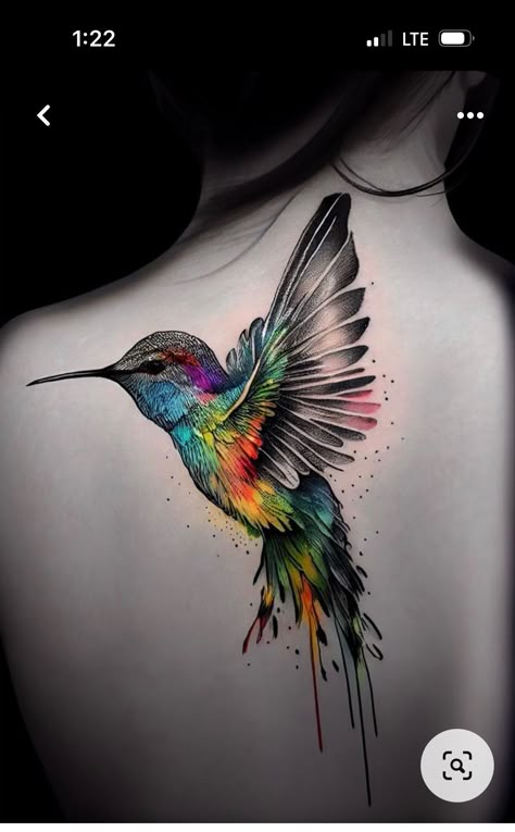 Tattoo Ideas For Ladies, Colorful Bird Tattoos, Hummingbird Tattoos, Colour Tattoo For Women, Bird Tattoo Meaning, Bird Tattoos For Women, Colorful Hummingbird, Vogel Tattoo, Small Chest Tattoos