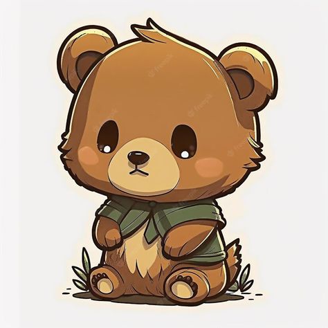 Premium Photo | A cartoon bear with a green shirt that says'i'm a bear ' Chibi Animals, Angry Cartoon, Teddy Bear Drawing, Teddy Bear Cartoon, Bear Drawing, Cute Animal Illustration, Bear Illustration, Unique Drawings, Cute Animal Drawings Kawaii