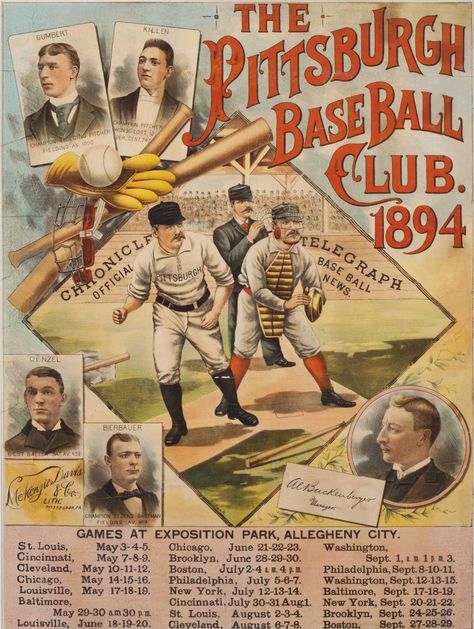 1894 PITTSBURGH BASE BALL CLUB ADVERTISING SCHEDULE POSTER | 19th Century, Memorabilia | Christie's Schedule Poster, Pittsburgh Pirates Baseball, Pirates Baseball, Pittsburgh Sports, Baseball Posters, Baseball Art, Baseball Memorabilia, Baseball Photos, Base Ball