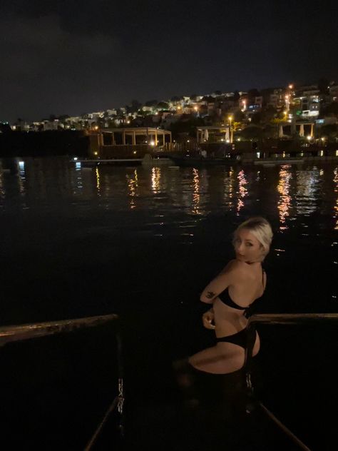 Nighttime Pool Aesthetic, Goth Beach Aesthetic, Dark Summer Aesthetic, Night Beach Pics, Dark Nautical Aesthetic, Nighttime City, Italian Summer Aesthetic, Cruise Photos, Summer Collage