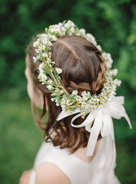 Flower Girl Hairstyle Crown Braid Half Up Half Down Flower Girl Wedding Hair, Wedding Hairstyles For Girls, Boho Wedding Theme, Best Wedding Hairstyles, Hair Wreath, Flower Girl Hairstyles, Flower Girl Dress Lace, Wedding Hairstyles Updo, Wedding Flower Girl