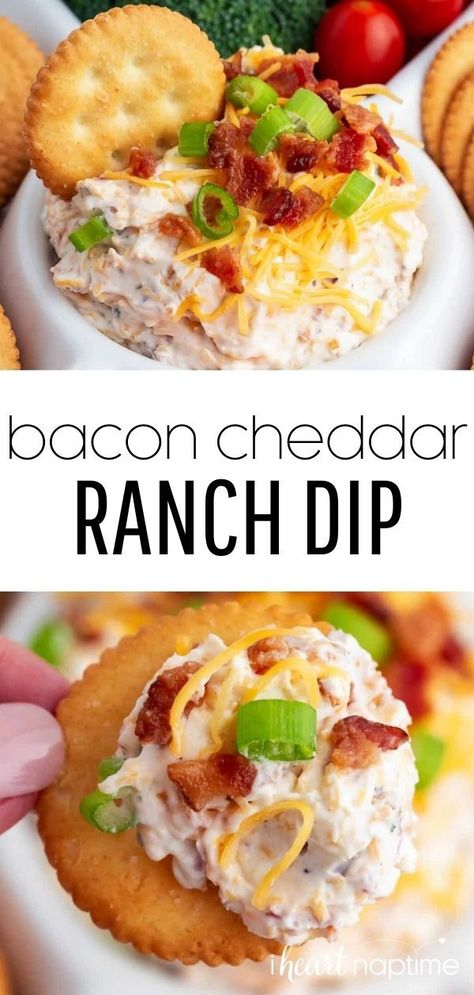 This bacon cheddar ranch dip is the perfect appetizer for game day served with your favorite vegetables and crackers. This dip comes together in just minutes and is full of flavor. It’s a total crowd-pleaser! Bacon Cheddar Ranch Dip, Cheddar Ranch Dip, Bacon Ranch Cheeseball, Bacon Cheddar Dip, Bacon Ranch Dip, Trophy Diy, Super Bowl Trophy, Cracker Dip, Cheddar Crackers