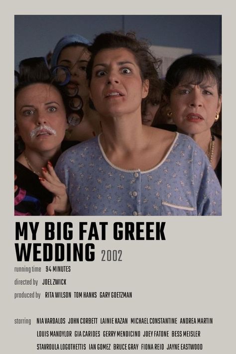 My Big Fat Greek Wedding Movie Poster Wedding Movie Poster, My Big Fat Greek Wedding, Nia Vardalos, Seven Movie, John Corbett, Joey Fatone, Wedding Movies, Go Greek, Greek Wedding