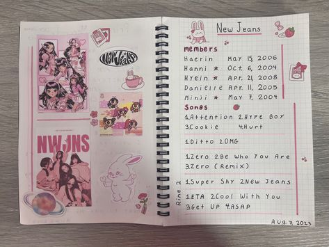 Made a spread of my favorite kpop group ❤️❤️ 2 New Jeans Journal, Kpop Journal, Journal Spreads, Group 2, Kpop Group, Journal Inspo, Bullet Journal Inspo, Journal Ideas, Kpop Groups