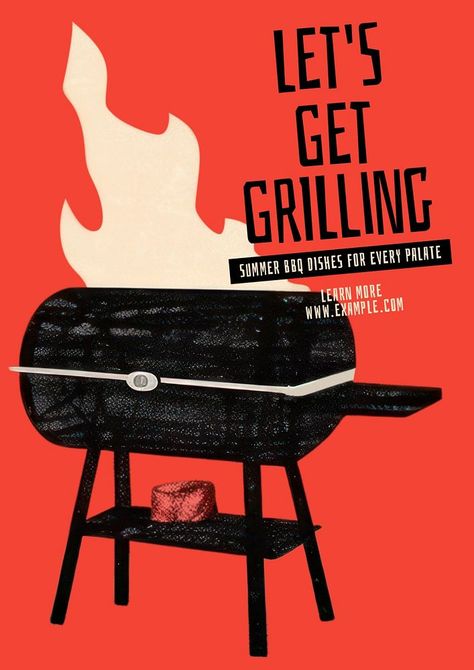 Summer bbq poster template | premium image by rawpixel.com / dunno design lab Bbq Illustration Design, Grill Graphic Design, Bbq Graphic Design, Bbq Social Media, Bbq Poster Design, Bbq Illustration, Cookout Flyer, Bbq Poster, Bbq Quotes