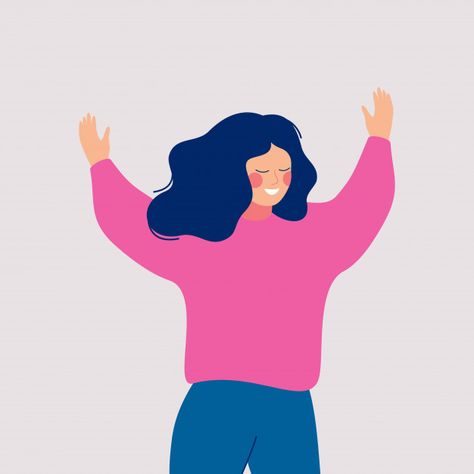 A joyful woman joins some event with her... | Premium Vector #Freepik #vector People Illustrations, Joyful Woman, Person Icon, Female Cartoon Characters, Illustration Art Design, Tumblr Stickers, Happy Cartoon, Female Cartoon, Open Arms