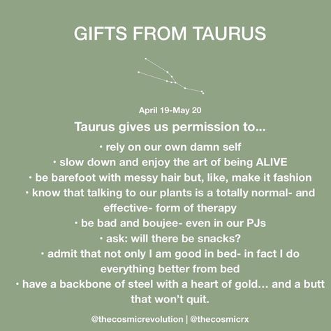 Start Your Cosmic Revolution on Instagram: “It’s the last 2 days of Taurus SZN so you can expect a ton of bull-appreciation spam here. This year, especially, I really needed the…” Taurus Szn, Taurus Girl, Taurus Zodiac Facts, Taurus Quotes, Astrology Taurus, Zodiac Taurus, Zodiac Signs Taurus, Taurus Facts, Taurus Zodiac