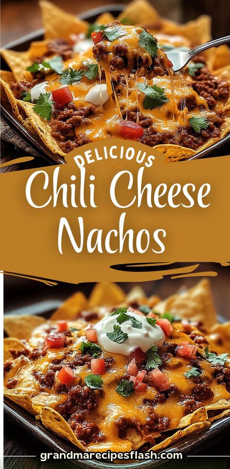 Get ready to dig into these Chili Cheese Nachos, the ultimate comfort snack! Perfect for game nights, parties, or a cozy family evening, this recipe combines crunchy tortilla chips with savory chili and gooey melted cheddar cheese. It’s a quick and satisfying dish everyone will love Chili Nachos Recipe, Nacho Chips Recipe, Chili Cheese Nachos, Best Nacho Recipe, Nachos Cheese Recipe, Chili Nachos, Nachos Recipe Beef, January Recipes, Homemade Nachos