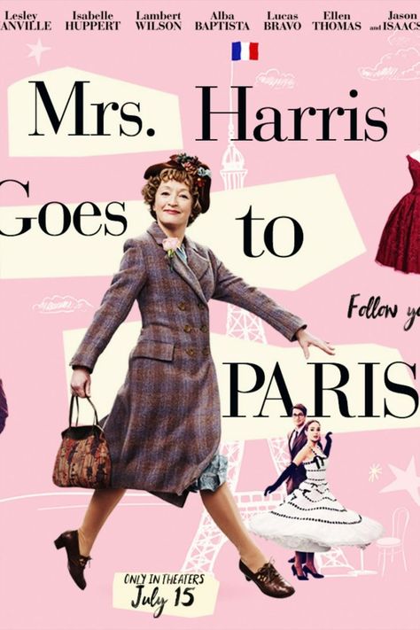 The dress 👗✨ is only the beginning… #MrsHarrisGoestoParis is only in theaters July 15, starring Lesley Manville, Isabelle Huppert, Jason Isaacs, Alba Baptista and Lucas Bravo. Tickets are on sale now, get yours today! Mrs Harris Goes To Paris Movie, Heartwarming Movies, Mrs Harris Goes To Paris, Happy Movies, 2023 Movies, 2022 Movies, Paris Movie, Christian Dior Gowns, No Manches Frida