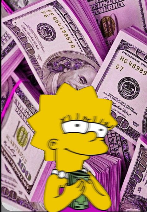 Money Aesthetic Cartoon, Lisa Simpson Aesthetic Wallpaper, Save Money Wallpaper Aesthetic, Baddie Gangsta Aesthetic, Money Pink Aesthetic, Pink Gangsta Aesthetic, Money Background Aesthetic, Money Icon Aesthetic, Lisa Simpson Aesthetic