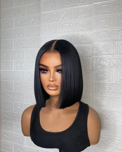 Jet Black Middle Part, Wigs Styles, Highlight Bob, Lace Glue, Middle Part Hairstyles, Wig Install, Hairstyles With Glasses, Goddess Braids Hairstyles, Faux Locs Hairstyles