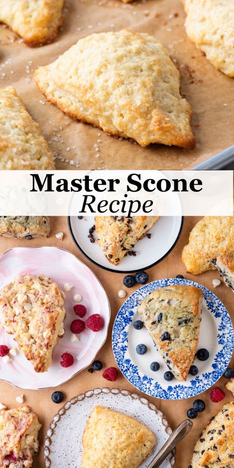 Make tall, buttery, flaky scones like a pro in just 10 minutes of active prep time with my tried and true scones recipe. Now you can make moist, flavorful scones with your choice of add-ins that rival your local bakery. Keep reading for all my add-in ideas, tips, and tricks for scone perfection! Fair Scones Recipe, Self Rising Flour Scones, Best Scones Recipe Ever Uk, Easy Drop Scones Recipe, Recipes For Scones, Make Ahead Scones, Jam Scones Recipe, Scone Flavors, Simple Scone Recipe