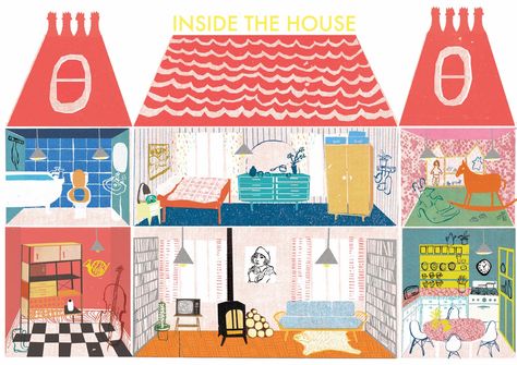 Doll's House - Louise Lockhart | Illustration | Design | The Printed Peanut House Interior Illustration, House Illustration Design, Louise Lockhart, Illustration Interior, Interior Design Videos, Pastel Interior, Interior Minimalista, Dolls House Interiors, Interior Illustration