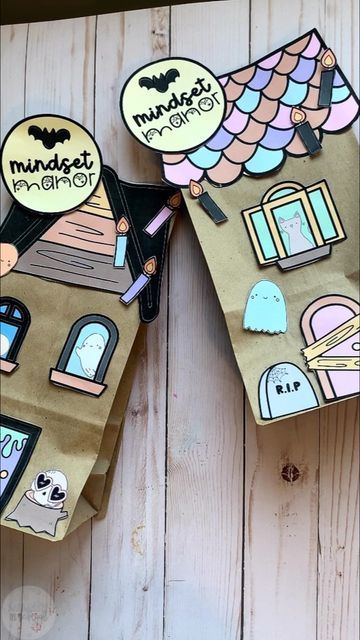 Social Emotional Learning Resources for Kids on Instagram: "$ 1 T O D A Y 👻 This (Growth) Mindset Manor haunted house craft is the last craft that will be added to the Halloween SEL craft bundle this year. 🧡 It will help support your little goblins through the challenges that October may bring. Includes a themed song 🎶 , a ton of decorations to level up their paper bag mansion 🦇 , pre-written notes (standard and spookified versions), as well as blank mindset mantra templates to add to their Halloween Sel Activity, Paper Bag Haunted House, Halloween Sel Activities, Halloween Social Emotional Activities, Sel Halloween Activity, Self Esteem Crafts, Haunted House Craft, Growth Mindset For Kids, Growth Mindset Classroom