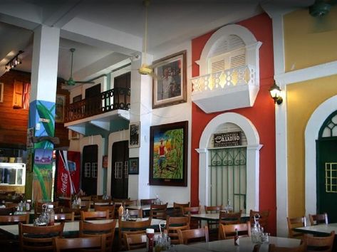 Eat like a local @ El Jibarito Restaurant ~  Old San Juan, Puerto Rico. Bright colors and high ceilings! Puerto Rican Restaurant Design, Puerto Rican Restaurant, Best Places To Eat In Puerto Rico, Puerto Rico Restaurants, San Juan Puerto Rico Restaurants, Old San Juan Restaurants, Condado Puerto Rico Restaurants, Puerto Rico Rincon, Puerto Rico Trip