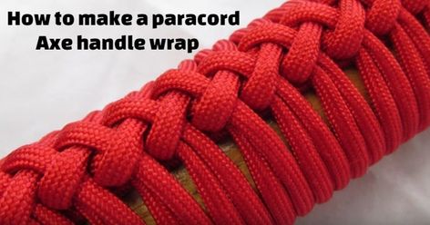 How to make a paracord axe handle wrap video 550 Paracord Projects, Paracord Projects Tutorials, Paracord Knife Handle, Paracord Wrap Handle, Parachute Cord Crafts, Paracord Knife, Paracord Projects Diy, Paracord Bracelet Tutorial, Paracord Braids