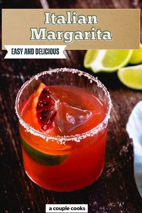 An Italian margarita uses amaretto to give this classic cocktail an Italian makeover! Blood orange juice gives it an eye-catching vibrant color. #italian #italianmargarita #margarita #margaritarecipe #cocktails #cocktail #cocktailrecipe #entertaining #party Italian Margarita Recipe, Italian Margarita, Cold Dip Recipes, Best Fish Recipes, Vegan Brunch Recipes, Winter Salad Recipes, Salad Dressing Recipes Healthy, Vegan Brunch, Vegan Salad Recipes