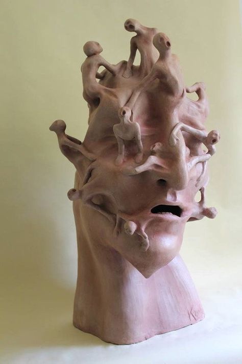 Weird Art Sculpture, Fine Art Sculpture, Cool Sculpture Ideas, Surreal Ceramics, Weird Clay Art, Sculpture Surrealism, Abstract Clay Sculpture, Weird Sculptures, Cool Sculptures