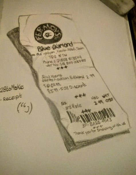 D5: Draw Receipt (' ' ,) Blue Diamond, The Twenties, Personalized Items