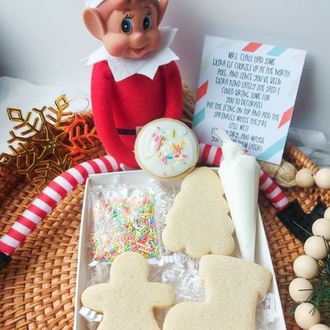 Cookies Elf On The Shelf, Elf On The Shelf Cookies Ideas, Elf On A Shelf Cookies Decorated, Elf On The Shelf Bake Cookies, Elf On The Shelf Cookie Baking, Elf Baking Cookies, Elf On The Shelf Treat Ideas, Elf On Shelf Baking Ideas, Elf Cookies On The Shelf