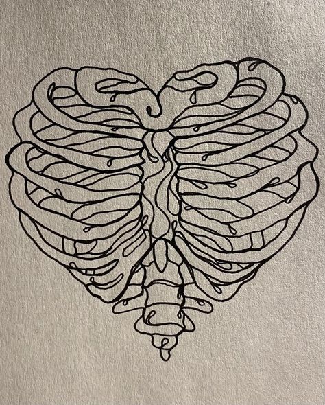 Bone Drawing, Heart Bones, Bone Tattoos, Arte Grunge, Heart Drawing, Book Art Drawings, Sketchbook Art Inspiration, Minimalist Tattoo, Tattoo Style