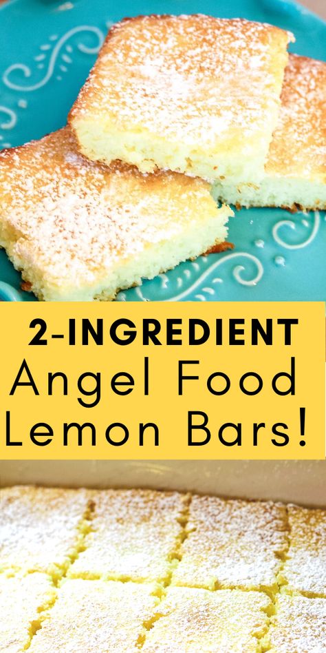 Angel Food Cake Recipes Lemon, Lemon Angelfood Cake Dessert, Lemon Angel Cake Bars, Lemon Cake Bars Recipe, Angel Food Cake And Pie Filling, 2 Ingredient Treats, Angel Food Lemon Pie Filling, Angel Food And Lemon Pie Filling, Two Ingredient Cupcakes