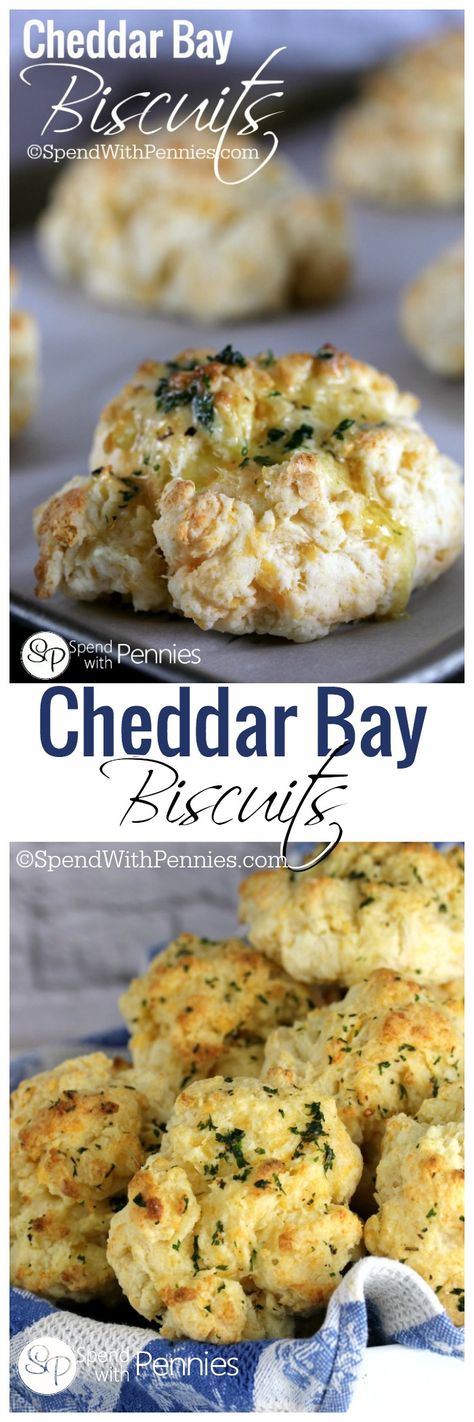 Cheddar Bay Biscuits two ways!  Deliciously fluffy, buttery and garlicky!  These are a snap to make! Red Lobster Cheddar Bay Biscuits Recipe, Red Lobster Cheddar Bay Biscuits, Red Lobster Biscuits, Cheddar Bay Biscuits, Diy Easy Recipes, Cheddar Biscuits, Spend With Pennies, Cloud Bread, India Food