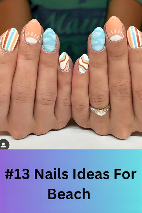 Nails Acrylic September, Beach Trip Nails, September Nails Almond, September Nails Color Fall, September Nails Designs, 13 Nails, Trip Nails, September Nails Art, Nails September