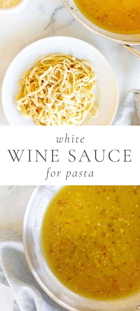 Bursting with fresh flavor, this is an incredibly easy white wine sauce recipe that is perfect for pasta, seafood and chicken dishes. It’s light and refreshing for spring, summer and fall! Make it tonight – start to finish in less than 15 minutes! White Wine Sauce For Pasta, Wine Sauce For Pasta, Wine Pasta Sauce, White Wine Pasta Sauce, White Wine Sauce Recipes, Garlic White Wine Sauce, Chicken Delight, Pasta Seafood, Sauce For Pasta