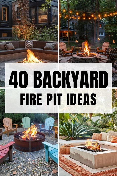 Discover 40 creative fire pit ideas for any backyard! Whether you're working with a small space, need a square or corner design, or are sticking to a budget, you'll find inspiration here. Plus, explore seating options to complete your cozy outdoor retreat. Perfect for gatherings under the stars! Best Fire Pit, Backyard Fire Pit Ideas, In Ground Fire Pit, Unique Backyard, Outdoor Fire Pit Seating, Outside Fire Pits, Backyard Fire Pit, Small Fire Pit, Fire Pit Ideas