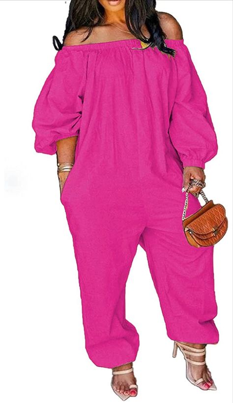 Loose Fit One Piece Off the Shoulder Loose Overalls, Jumpsuit Fitted, Jumpsuit Casual, Off Shoulder Jumpsuit, Drag Queens, Plus Size Jumpsuit, One Piece Outfit, Long Sleeve Jumpsuit, Casual Jumpsuit