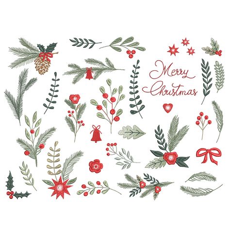 Vintage Christmas Embroidery Patterns, Christmas Flowers Embroidery, Christmas Floral Pattern, Embroidery Patterns Vintage Free, Christmas Floral Embroidery, Embroider Holly Leaves, Free Christmas Embroidery Patterns, Christmas Embroidery Tablecloth, Holly Berry Embroidery