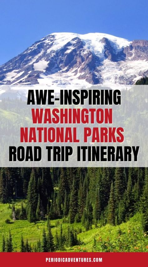 The Washington National Parks are gorgeous and you can see all three with one five day road trip. In this recommended itinerary, learn the best things to do at Mount Rainier National Park, North Cascades National Park, and Olympic National Park. Plus, see how long it takes to drive to all national parks in Washington, where to stay, and tips for your Washington national parks road trip itinerary. National Park Road Trip Itinerary, Washington National Parks, Washington Road Trip, National Parks Road Trip, Cascade National Park, North Cascades National Park, National Park Road Trip, Mount Rainier National Park, Road Trip With Kids