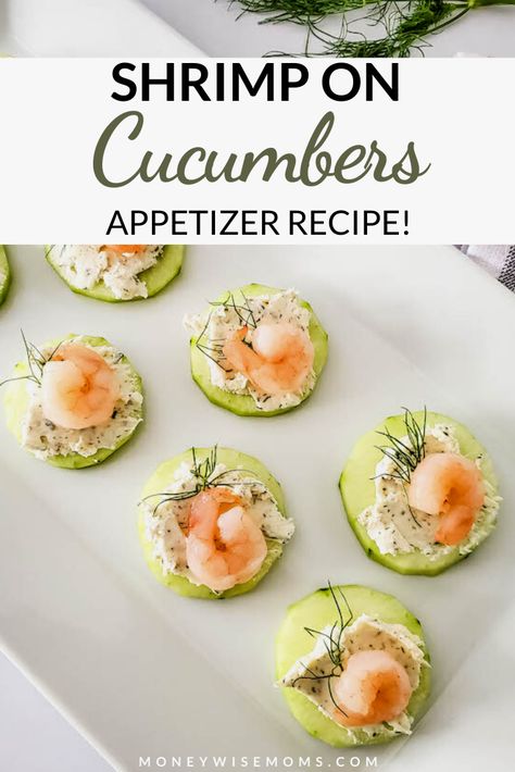 Cucumber Avocado Appetizers, Shrimp On Cucumber Slices, Shrimp Cocktail Bites, Cucumber And Shrimp Appetizers, Shrimp And Cucumber Bites, Shrimp Cucumber Appetizer, Shrimp Hourdourves, Shrimp Ideas Appetizers, Mini Cucumber Appetizers