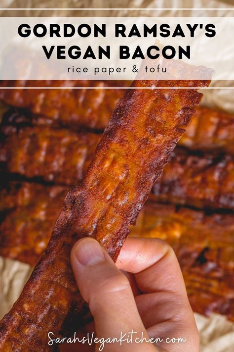 Gordon Ramsay's Vegan Bacon Recipe — Worth Trying? Vegan Bacon Recipe, Vegan Meat Recipe, Seitan Recipes, Vegan Eggplant, Bacon Recipe, Vegan Bacon, Tasty Vegetarian Recipes, Tasty Bites, Bacon Recipes