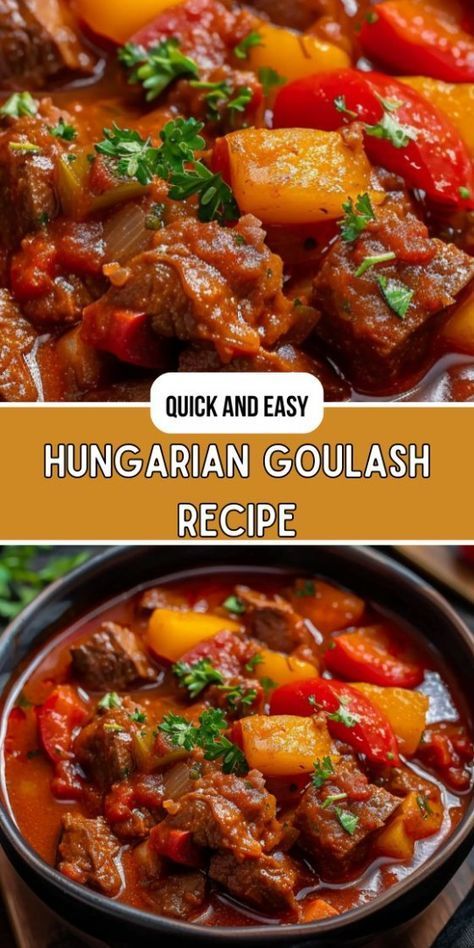 Hungarian Goulash Recipe Easy Beef Goulash Recipes, Hungarian Beef Stew, Goulash Soup, Hungarian Goulash, Beef Casseroles, Peach Crisp Recipe, Main Recipes, Hearty Stew, Goulash Recipe