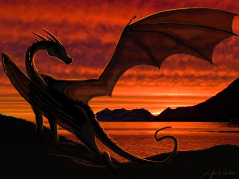 Sunset Dragon by ~Rose-of-Lynn on deviantART Sunset Dragon, Space Dragon, Dragon Silhouette, Flying Dragon, Cool Dragons, Dragon Pictures, Dragon Artwork, Dragon Drawing, Fantasy Dragon