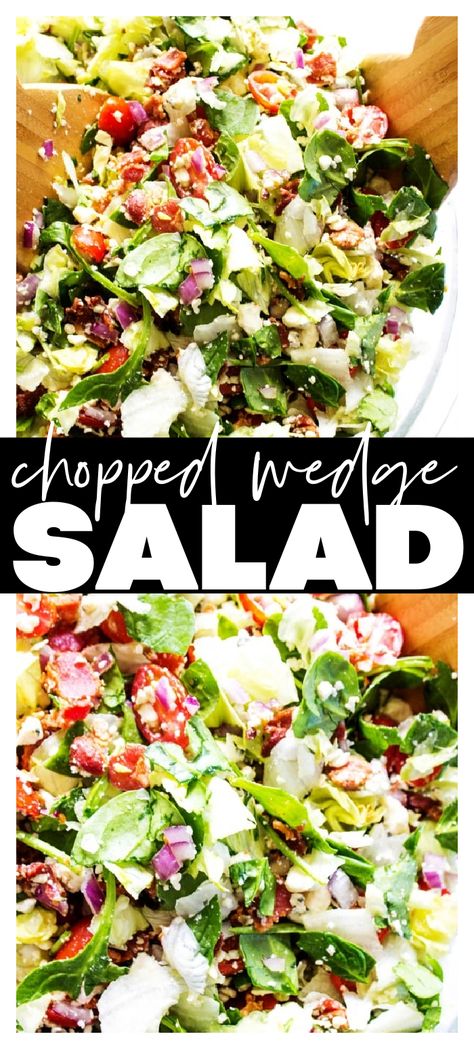 Chopped Wedge Salad - Dash of Sanity Wedge Salad Platter, Chopped Wedge Salad 12 Tomatoes, Chopped Wedge Salad, Wedge Salad Dressing, Classic Wedge Salad, Wedge Salad Recipe, Chopped Sandwich, Salad Chopped, Wedge Salad Recipes