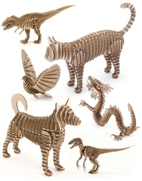 Cardboard Puzzles by Zeup Cardboard Art Sculpture, Cardboard Animals, Cardboard Puzzle, Cardboard Design, Animal Templates, Cardboard Sculpture, Corrugated Paper, Card Board, Fabulous Christmas