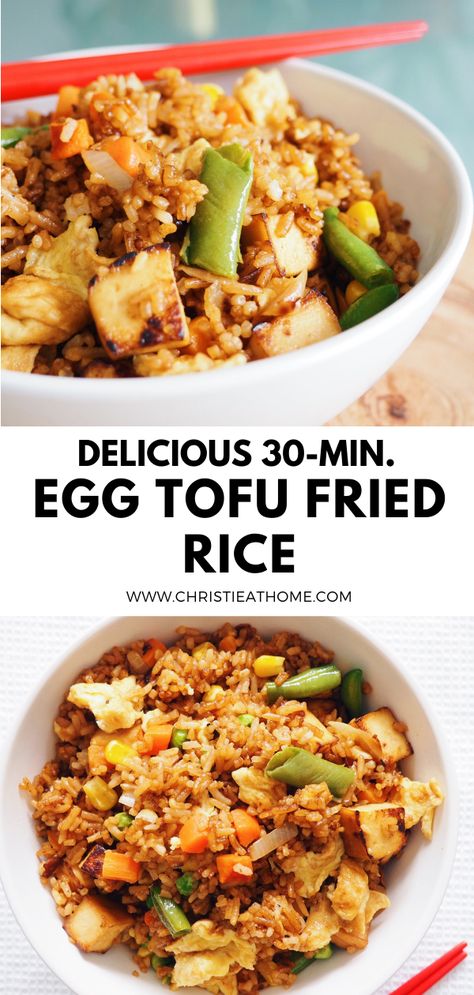 rice, fried rice, egg tofu fried rice, chinese food, chinese recipe Tofu Egg Fried Rice, Tofu Fried Rice Recipe, Tofu Fried Rice With Egg, Egg And Tofu Recipes, Rice And Veggie Recipes, Fried Rice With Tofu, Rice Platter, Tofu Fried Rice, Uni Meals