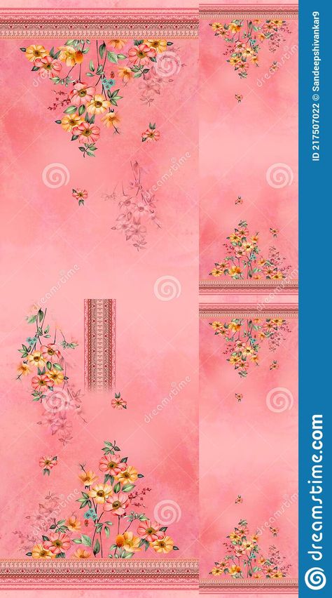 Kurti Dupatta and Allower Borderless Pattern Designs for Digital Printing Stock Illustration - Illustration of colourful, fabric: 217507022 Digital Kurti, Design Folder, Kurti Dupatta, Flower Pattern Design Prints, Dupatta Designs, Allover Design, Placement Print, Textile Prints Design, Folder Design