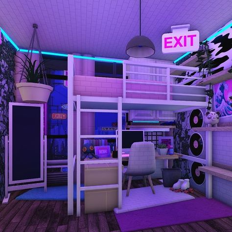 Simple Blocksburg Houses, Bedroom Ideas Roblox Bloxburg, Very Small Bloxburg House, Bloxburg Bedroom Wall Ideas, House Decorating Ideas Bloxburg, Roblox Bloxburg House Builds, Blocksburg Room Ideas Aesthetic, Bloxburg Builds Interior, Bloxburg Retro Bedroom