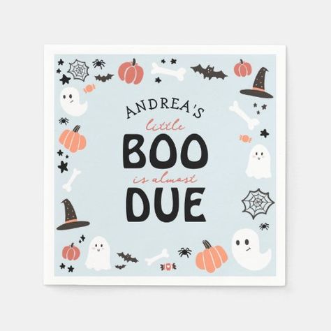 Halloween Little Boo is Almost Due Baby Boy Shower Napkins Boy Shower, Baby Boy Shower, Napkins, Baby Shower, Shower, Halloween, Gifts