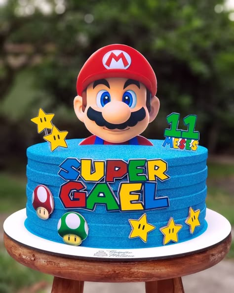 Mario Birthday Cake Simple, Supermario Cakes, Mario Birthday Party Cake, Super Mario Bros Cake, Super Mario Bros Party Ideas, Mario Bros Birthday Party Ideas, Mario Birthday Cake, Mario Bros Cake, Super Mario Cake