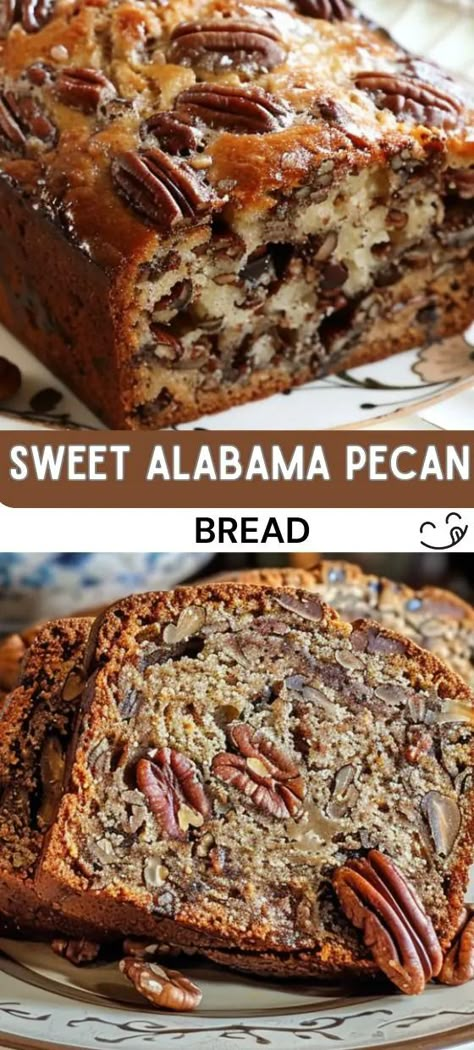 Sweet Alabama Pecan Bread - Good For Recipes Alabama Pecan Bread, Pecan Bread Recipe, Date Nut Bread, Baked Cream Cheese Spaghetti, Pecan Bread, Homemade Bread Recipes Easy, Biscuit Bread, Pecan Recipes, Loaf Recipes