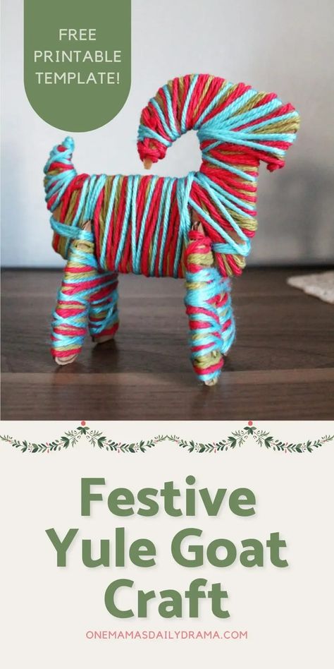 Yule Goat Craft, Viking Yule Traditions, Yule Log Crafts For Kids, Diy Yule Goat, Kids Yule Crafts, Easy Yarn Ornaments, Yule Goat Diy, Diy Yarn Christmas Decorations, Yule For Kids